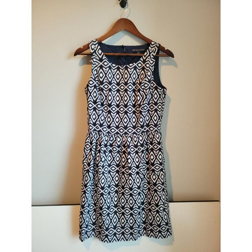 346 Brooks Brothers Dress Womens 6 Geometric Navy & White Workwear Evening